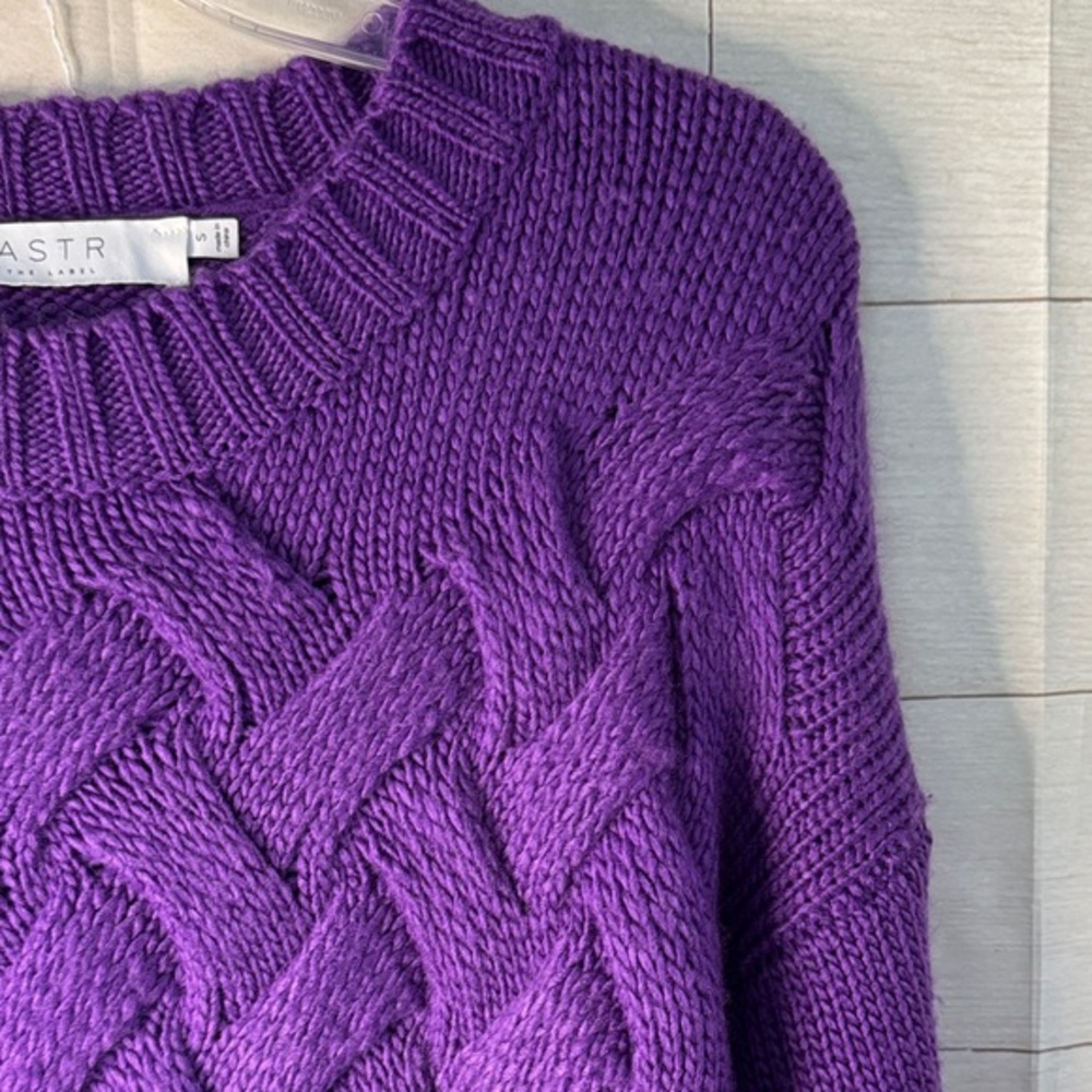 Astr Deep Purple Cable Knit Sweater Anthropologie size Small